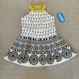Lanoosh‎ black and white girls dress size XXS 2-3 NWT